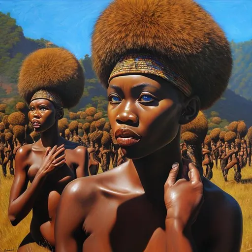 Prompt: Post modernism masterpieces, Zulu renditions super realism