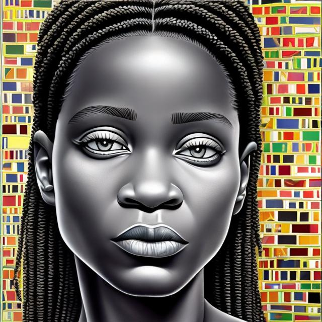 Prompt: Patrick Hughes masterpieces,Ndebele renditions super realism