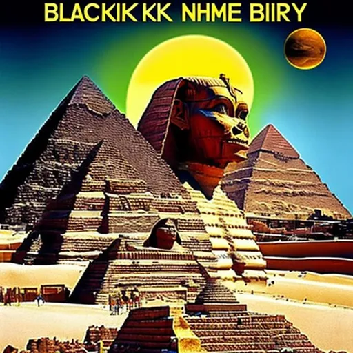 Prompt: International black history month 2024 Iconic posters with the sphinx and pyramids, Zulu renditions, super realism masterpieces