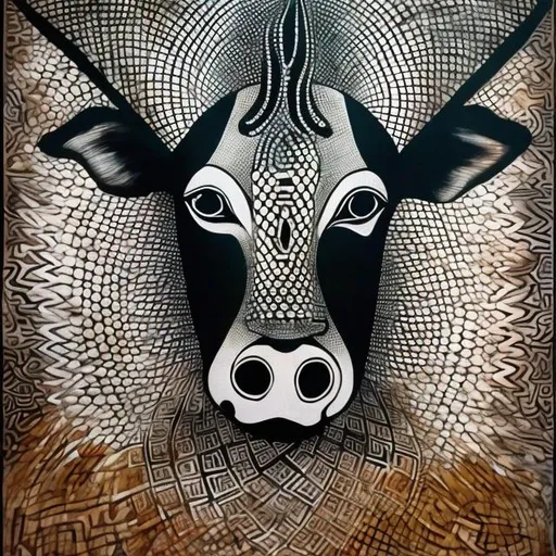 Prompt:   Masterpiece's sacred geometry Nguni renditions