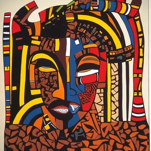 Prompt: Post modernism masterpieces, Ndebele rendition  super realism