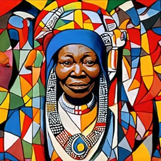 Prompt: Nativity masterpieces, Esther Mahlangu renditions super realism