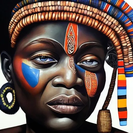 Prompt: Helena Frenkiel masterpieces, Ndebele renditions super realism