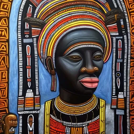 Prompt: Saint Sabastian Succor masterpieces, Ndebele renditions super realism