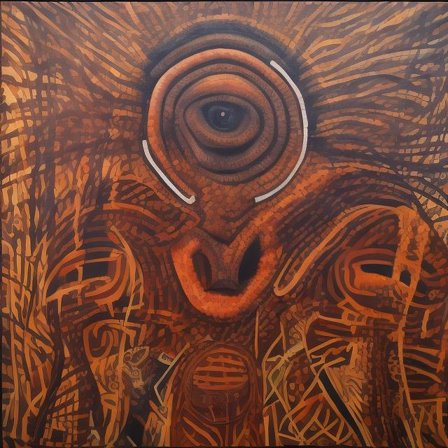 Prompt: Post modernism masterpieces, Australian Aboriginal rendition  super realism