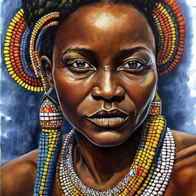 Prompt: Helena Frenkiel masterpieces, Ndebele renditions super realism