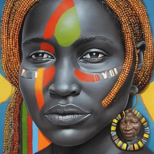 Prompt: Helena Frenkiel masterpieces, Ndebele renditions super realism