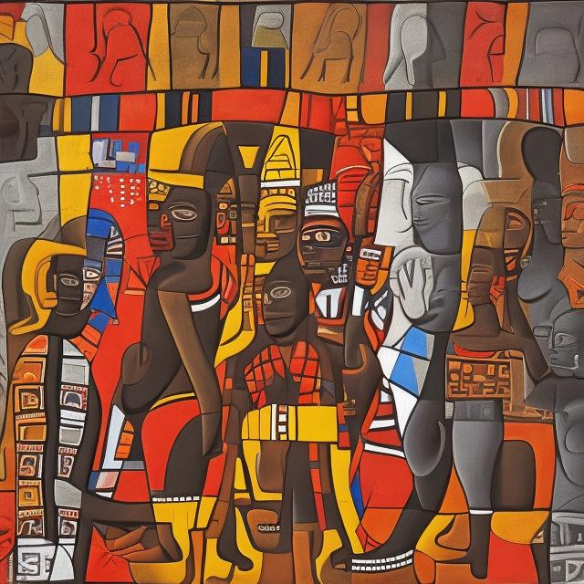 Prompt: Post modernism masterpieces, Ndebele rendition  super realism