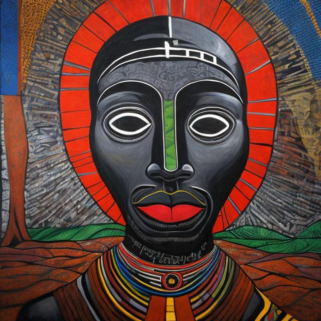 Prompt: Anarchism masterpieces, Ndebele renditions super realism