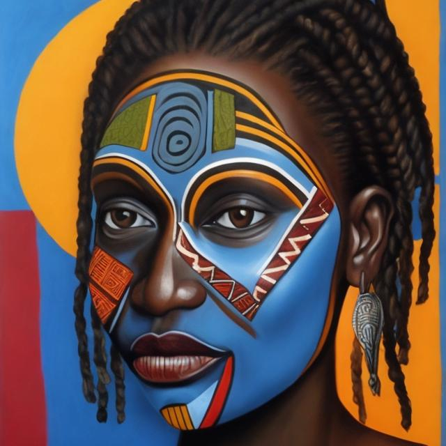 Prompt: Helena Frenkiel masterpieces, Ndebele renditions super realism