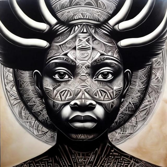 Prompt:   Masterpiece's sacred geometry Nguni renditions super realism