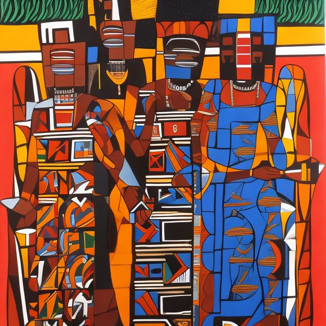 Prompt: Post modernism masterpieces, Ndebele rendition  super realism