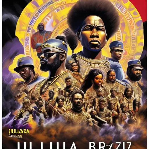 Prompt: International black history month 2024 Iconic poster, Zulu renditions, super realism