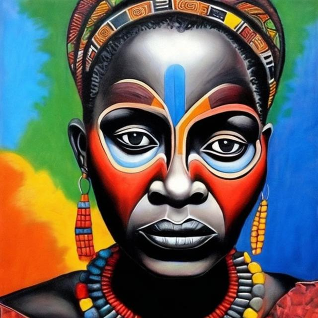 Prompt: Helena Frenkiel masterpieces, Ndebele renditions super realism