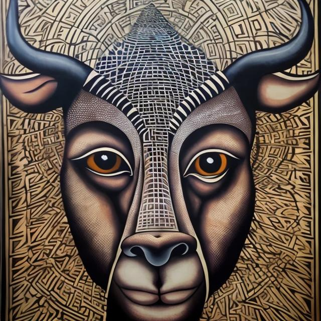 Prompt:   Masterpiece's sacred geometry Nguni renditions