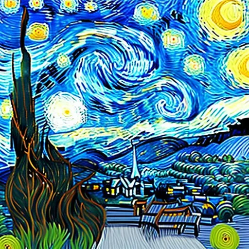 Prompt: Zulu rendition of Vincent Van Gogh starry night super realism