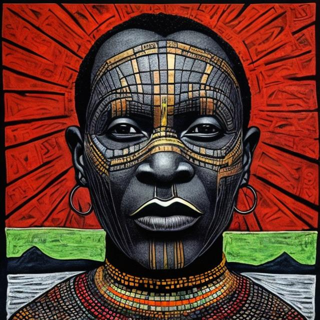 Prompt: Anarchism masterpieces, Ndebele renditions super realism