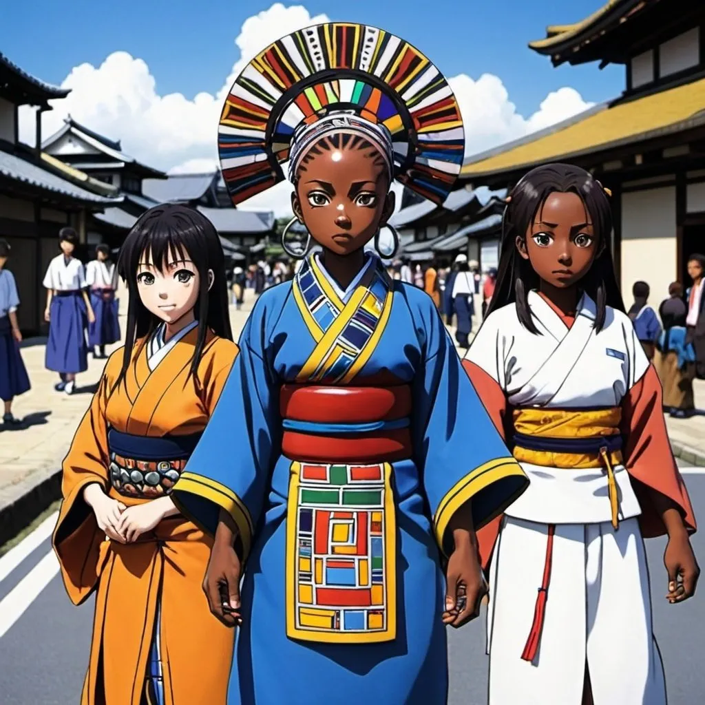 Prompt: Japanese Anime, Ndebele renditions