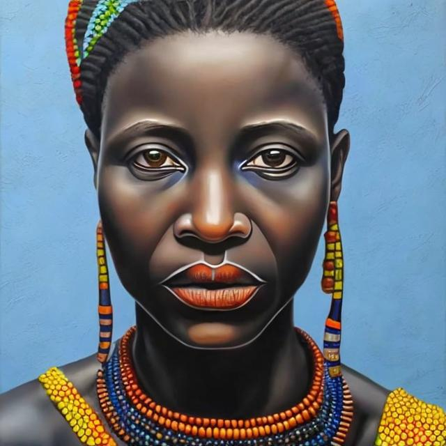 Prompt: Helena Frenkiel masterpieces, Ndebele renditions super realism