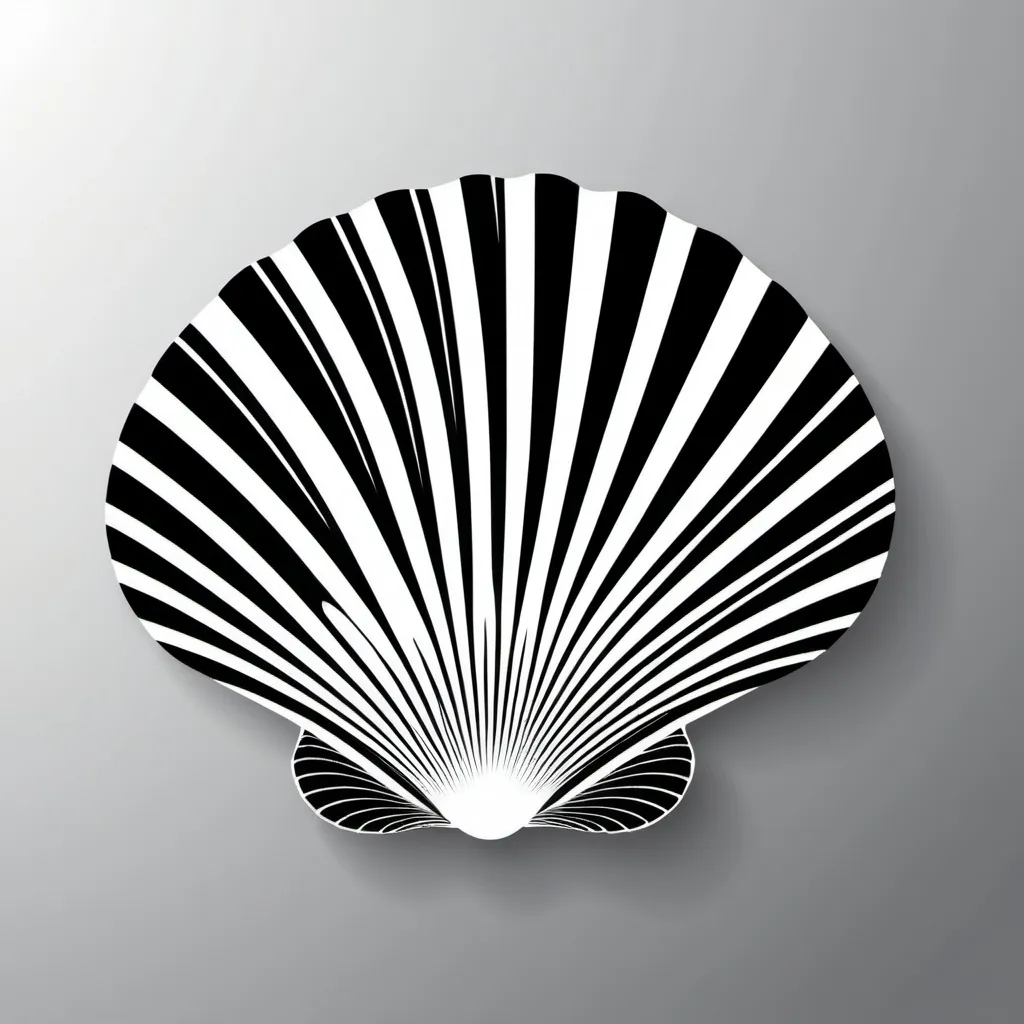 Prompt: black and white, (vector graphic) of a simplistic seashell shape, designed for precise laser cutting, suitable for Coreldraw templates, smooth lines, minimalistic aesthetics, clean design, versatile usage, digital accuracy, modern graphics, sharp contours, high-resolution details, ideal for perspex materials.