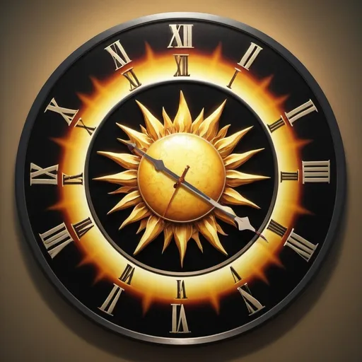 Prompt: nuclear,clocks,Big clock,small clocks,stars,sun