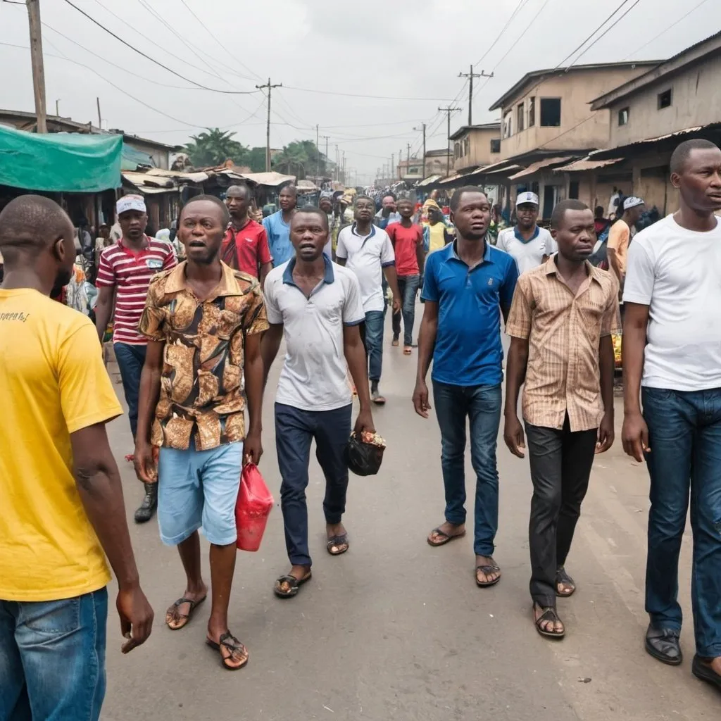 Prompt: People suffering on the street of Lagos.People suffering on the street of Lagos.