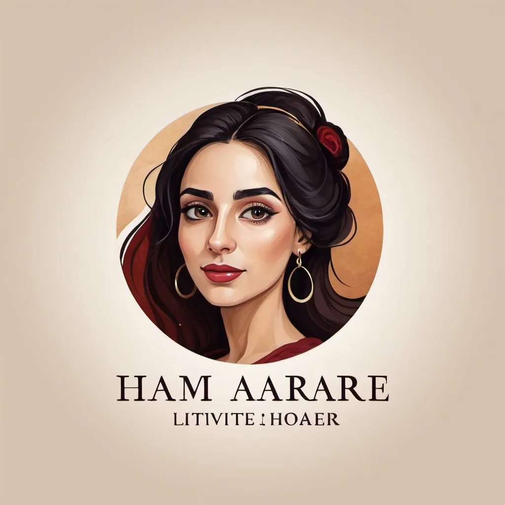 Prompt: Create a logo for a Literature and Art  woman Artist with my first name HaJer