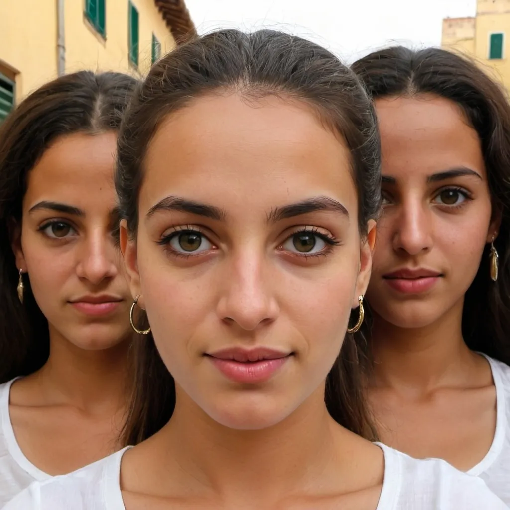 Prompt: Give me a picture of a  young Italian 2,5% Nigérian 2,5% and Lybian Tunisian 75% andalous ibéric 20%  woman, what does an Italian 2,5% Nigérian 2,5% and Lybian Tunisian 75% andalouse ibéric 20%  woman look like for real ?