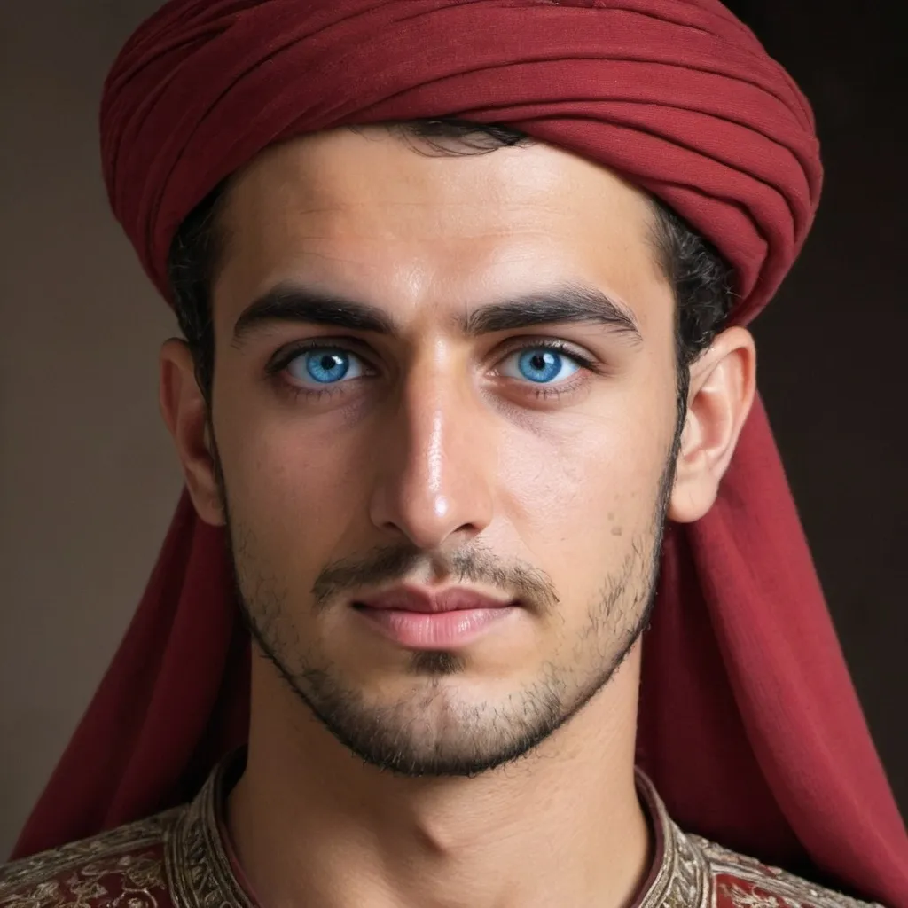 Prompt: Give me a picture of a  young  ottoman ibéric  man, what does ottoman andalouse ibéric  man with blue eyes look like for real ?