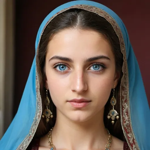 Prompt: Give me a picture of a  young  ottoman ibéric  woman, what does ottoman andalouse ibéric  woman with blue eyes look like for real ?