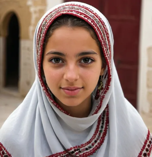 Prompt: Make a picture of a young  Lybian-Tunisian woman (real picture)
