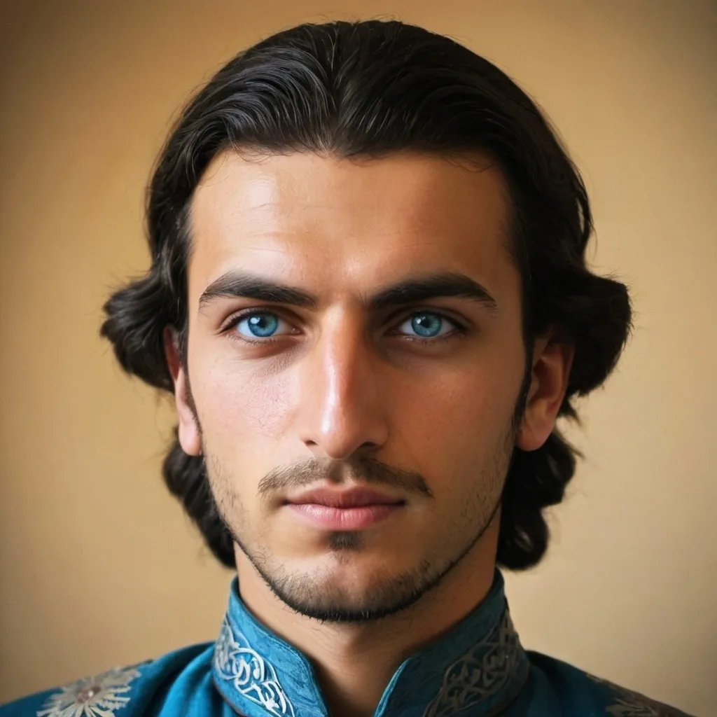 Prompt: Give me a picture of a  young  ottoman ibéric  man, what does ottoman andalouse ibéric  man with blue eyes look like for real ?