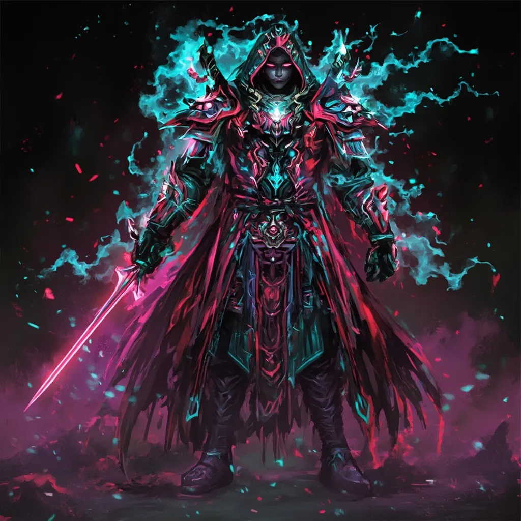 Prompt: Neon ShaoDaowPunk Concept Art The T He Lords clan 