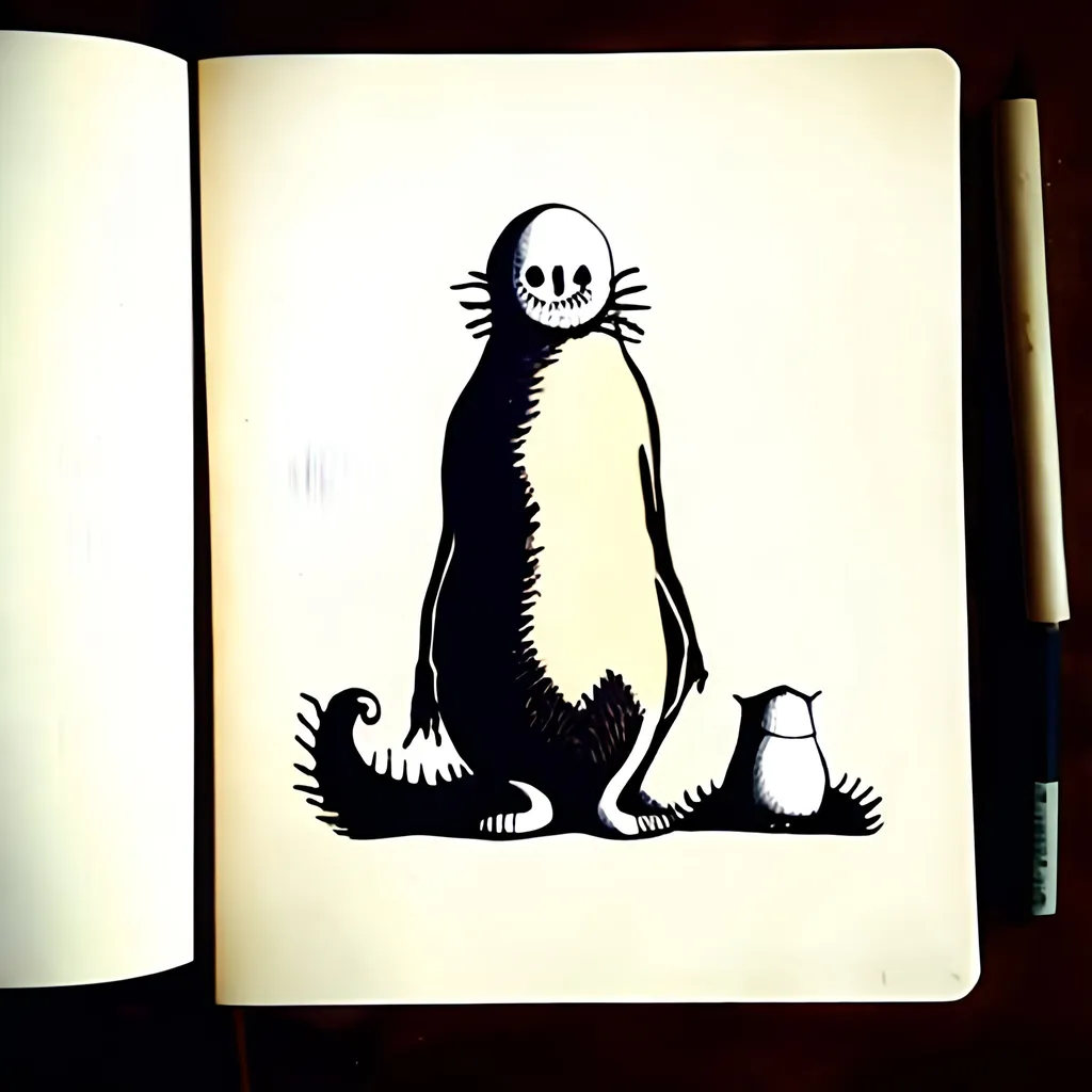 Prompt: Edward gorey style animals work
