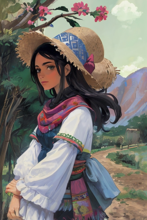 Prompt: Mujer,paisaje variado