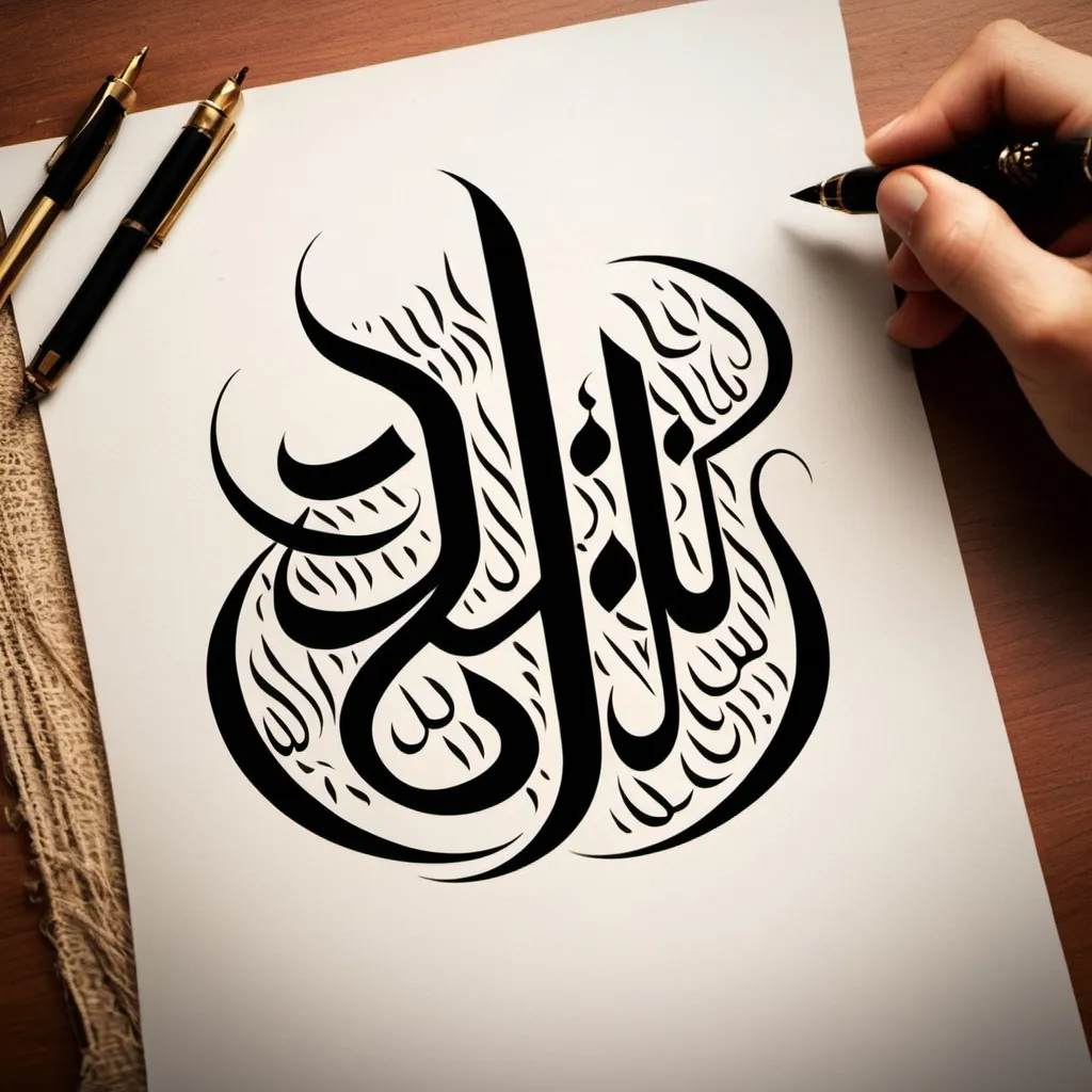 Prompt: I want a logo consisting of a moukhtar name in Arabic calligraphy, like in the picture that you sent