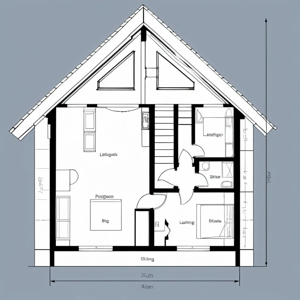 Prompt: Can you create some building plans for my proposed loft conversion. This will include stairs to the loft added to the front bedroom of the 3 bedroom property, and a dormer window added to the rear of my property roofing. 