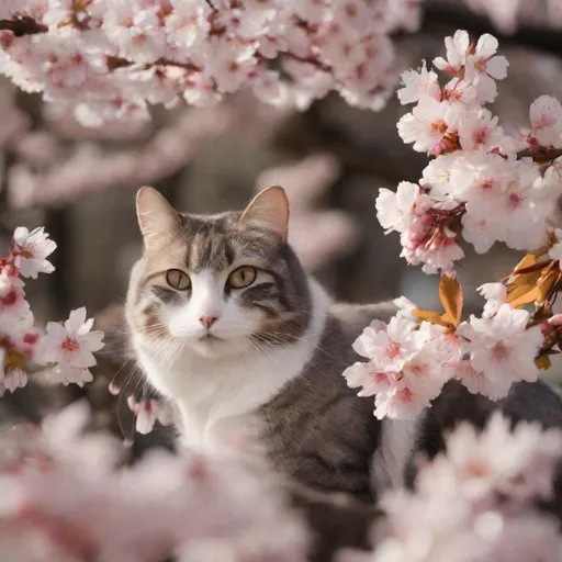 Prompt: <mymodel>sakura-time in Japan cat sleep