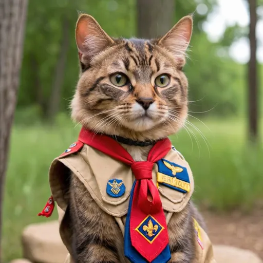 Prompt: a boy scout cat