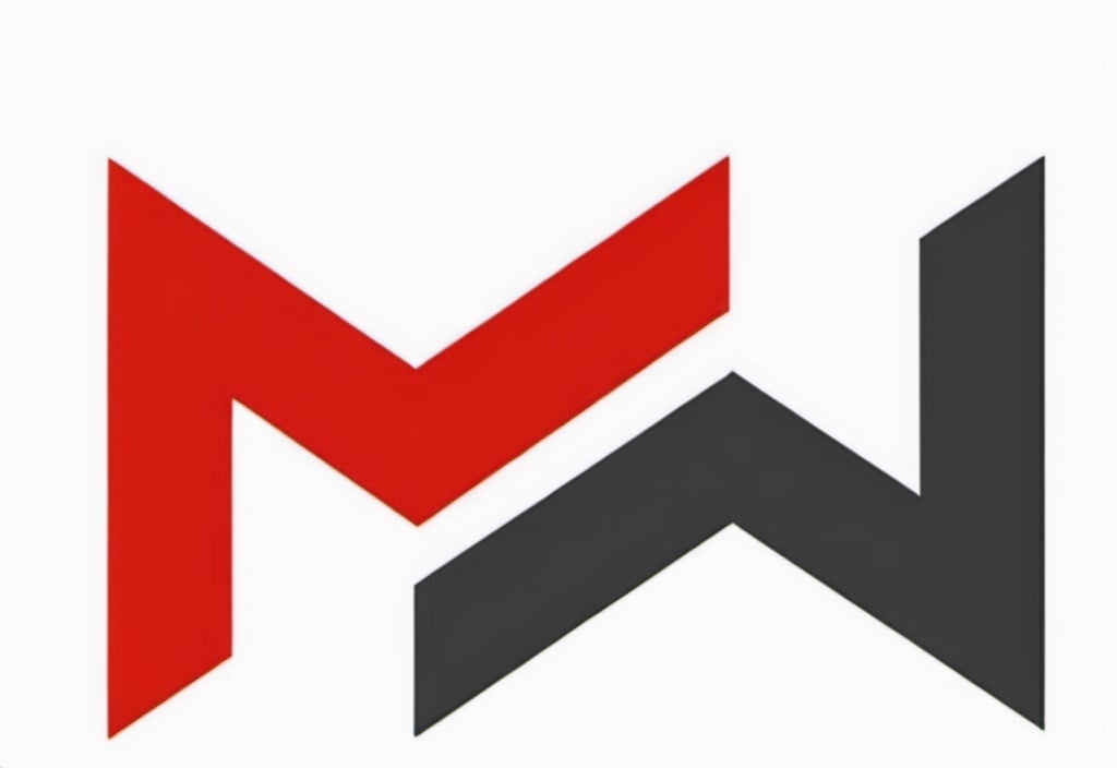 Prompt: I want to create a MW logo, like the image. But in blue colours, softer and thinner. 