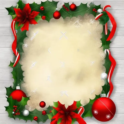 Prompt: 3d blank vintage blank paper with christmas decor around 