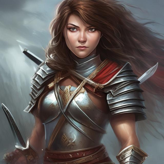 Prompt: Woman warrior for the Lord with sword 