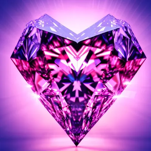 Prompt: Diamond heart, digital illustration, glowing facets, sparkling reflections, intricate details, high quality, surreal, vibrant colors, radiant lighting, pink