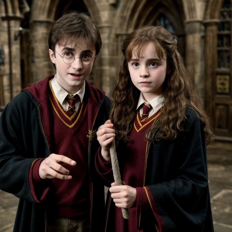 Prompt: harry potter and hermione
