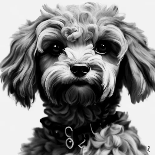 Prompt: Portrait of a maltipoo dog with long hair and with cute face, perfect composition, hyperrealistic, super detailed, 8k, high quality, trending art, trending on artstation, sharp focus, studio photo, intricate details, highly detailed, centered, by Steven Robbins