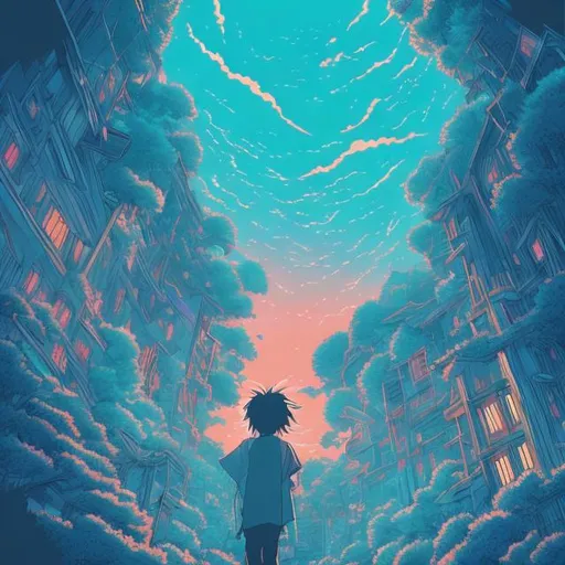 Prompt: Anime artwork inspired by Phish's music, mesmerizing concert lighting, and the enchanting visual style of Hayao Miyazaki 