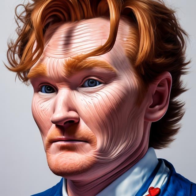 Prompt: Produce a photorealistic portrait capturing Conan O'Brien in a sailor suit, emphasizing intricate details and realism to convey both the essence of the individual and the playful nature of the attire