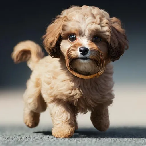 Prompt: Photo of a Maltipoo dog jumping with brown hair and with cute face, perfect composition, hyperrealistic, super detailed, 8k, high quality, trending art, trending on artstation, sharp focus, studio photo, intricate details, highly detailed, by Steven Robbins