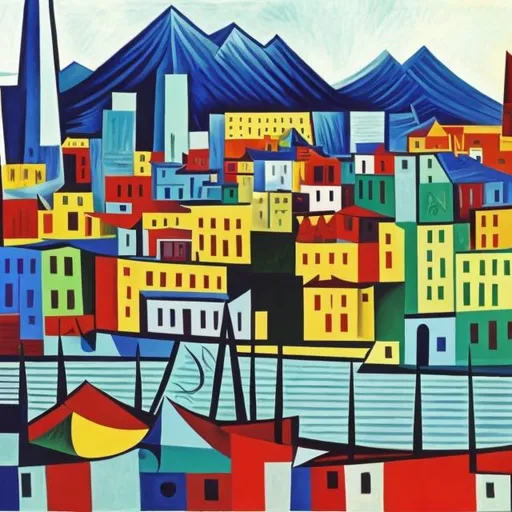 Prompt: Colorful painting of Vancouver, by Picasso 