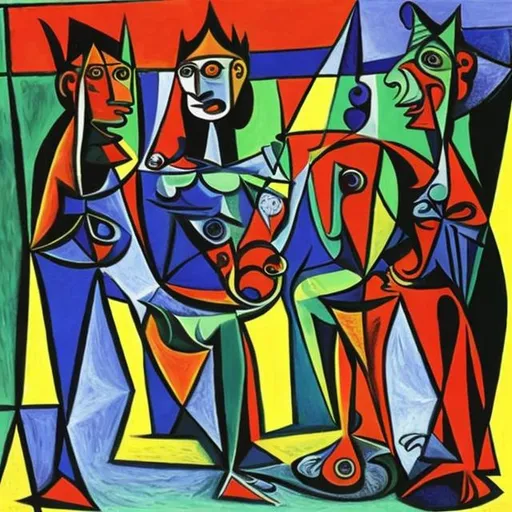 Prompt: A painting of Phish, by Picasso.